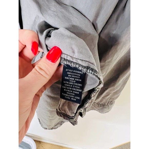 Terre Bleue Grey Button Down Blouse - Picture 6 of 9